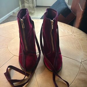 Elegant Burgundy Velour Women's Boots